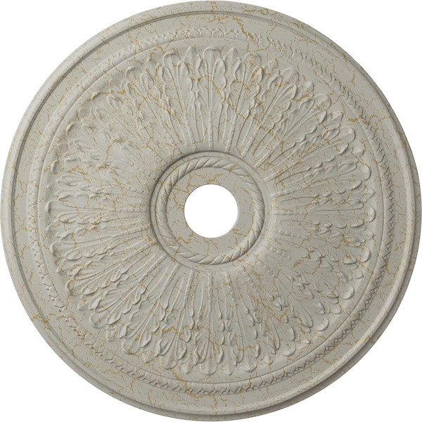 Ekena Millwork Oakleaf Ceiling Medallion (Canopies up to 6 1/4"), 29 1/8"OD x 3 5/8"ID x 1"P, Pot of Cream Crackle CM29OAPCC - main